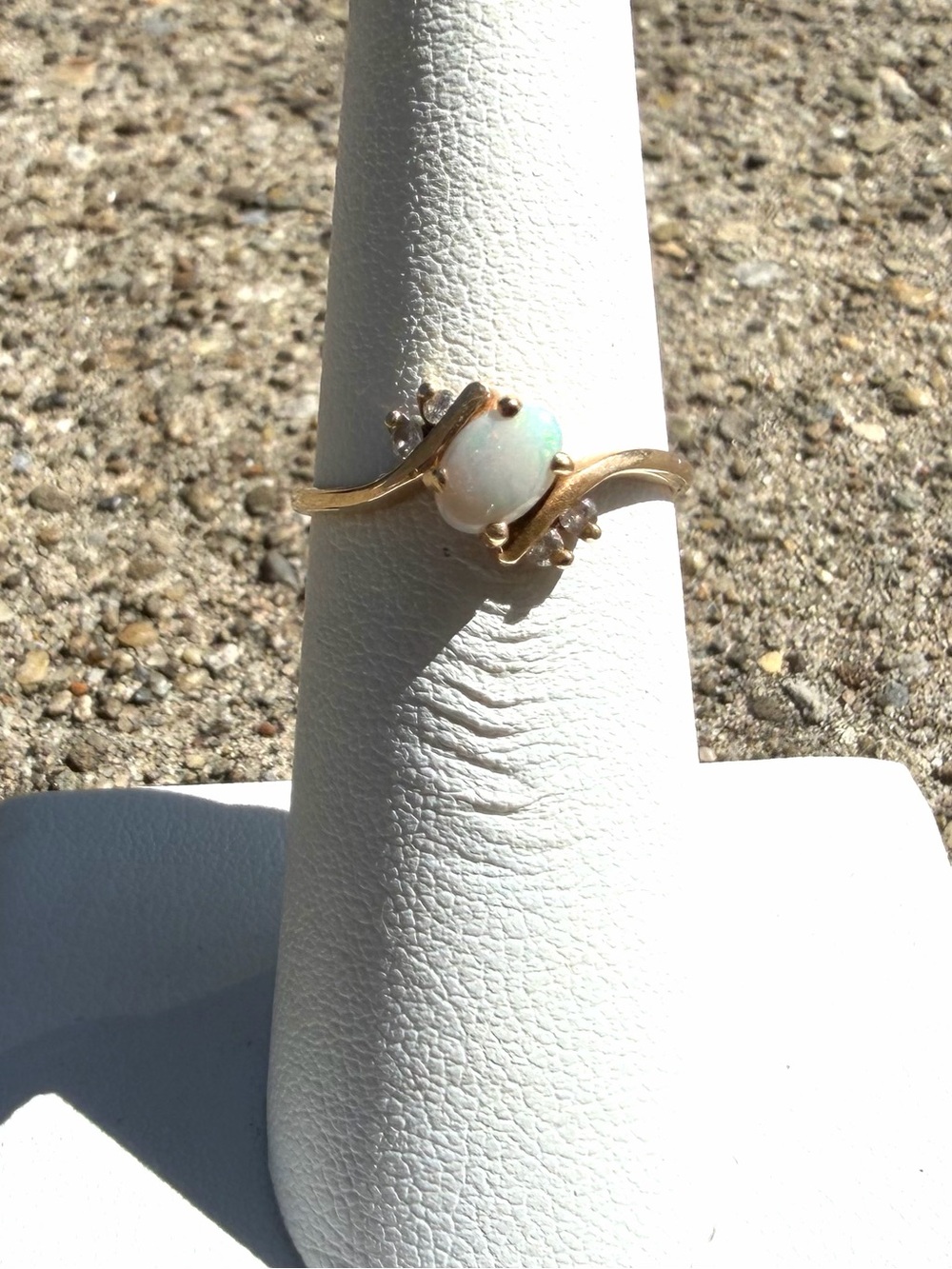 14k Yellow Gold Opal And Diamond Ring